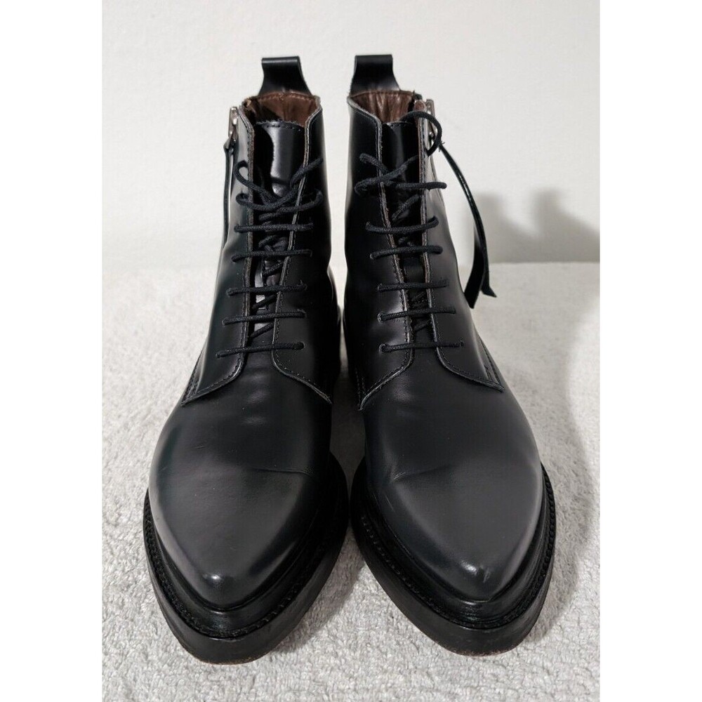 Acne Black Leather Combat Boots - Picture 2 of 11